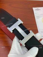 Perfect Replica Hermes Black Society Reversible Belt with Irregular motif H Buckle